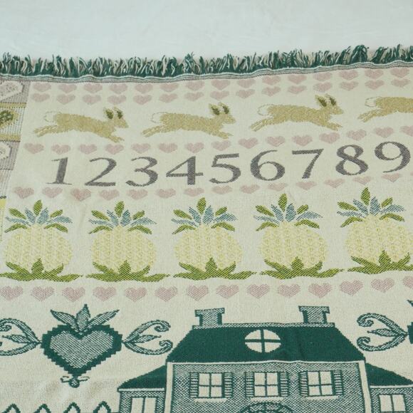 Vintage Cottagecore Throw Blanket Tapestry Granny Afghan Cute 90s Farmhouse - Picture 7 of 13